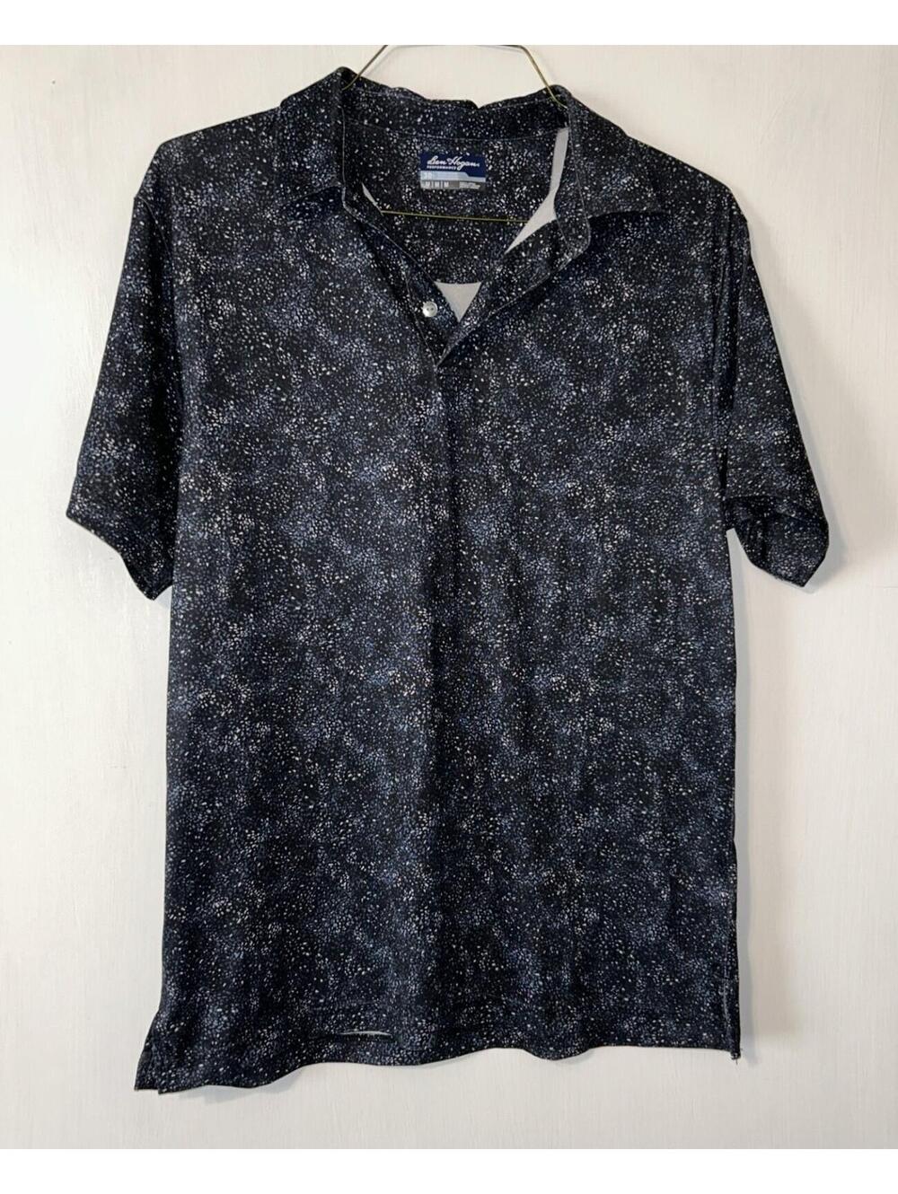 Ben Hogan Performance Polo Shirt Mens Sz M Black Speckle Print Golf
